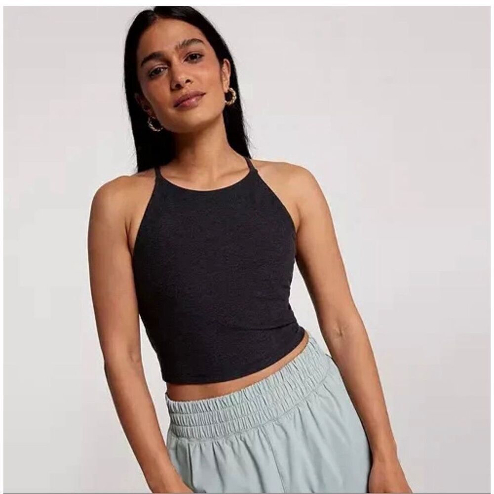 CALIA Women's LustraLux Cross Back Crop Top Tap Shoe Heather color Sz M NWT